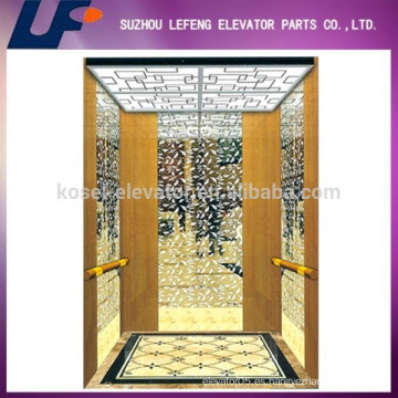 Titanio, espejo de acero inoxidable residencial cabina de ascensor